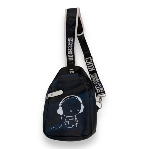 NWT Kuchen & Bag 1980 Music Crossbody Backpac Black & White W/ Adjustable Strap - Picture 4 of 14